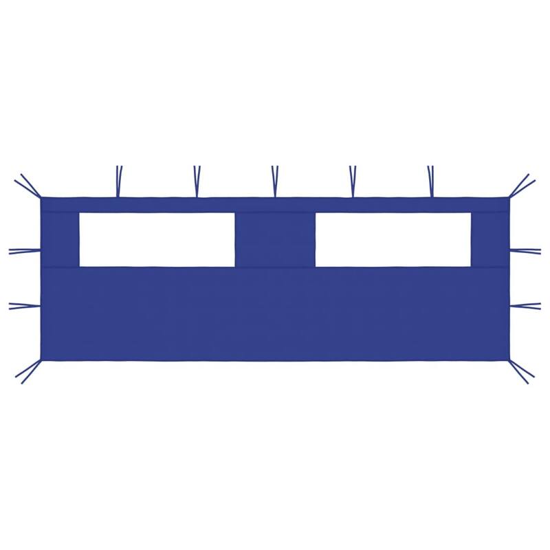 vidaXL Canopy Sidewall Patio Pavilion Panel Walls Gazebo Sidewall with Windows - 19.7' x 6.6' - Blue