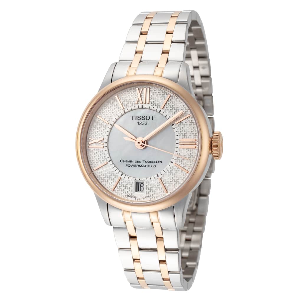Tissot Women's T-Classic 32mm White Mother-of-Pearl Dial Stainless Steel Automatic Watch - Two-Tone - One Size