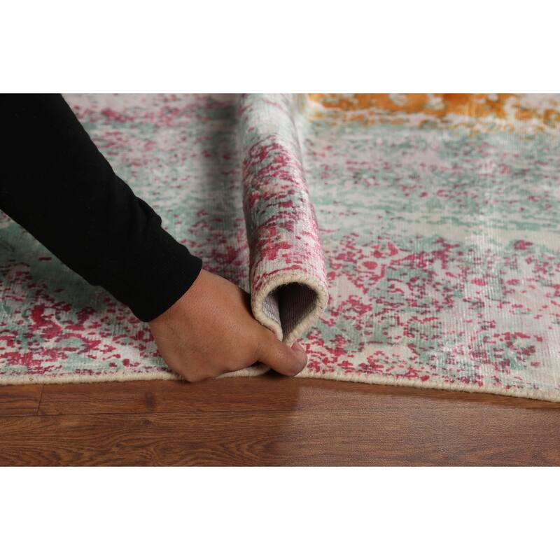 Contemporary Abstract Indian Area Rug Handmade Oriental Wool Carpet - 5'5"x 7'8"