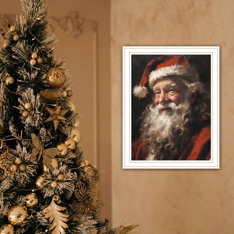 Framed Wall Art - Papa Noel, White Frame