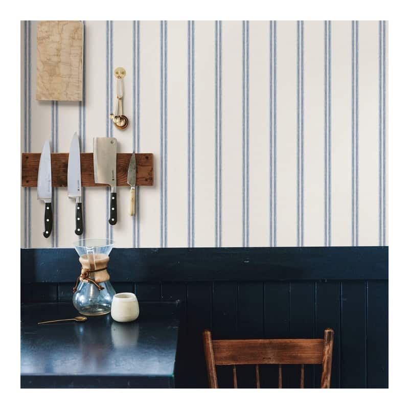 Chesapeake Johnny Navy Stripes Wallpaper - 20.5 x 396 x 0.025