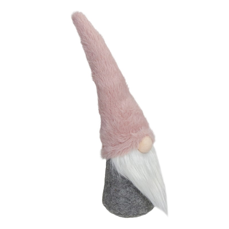 11" Pink and Gray Standing Gnome Christmas Decoration