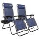 Folding Zero-gravity Outdoor Chaise Recliners (Set of 2) - Blue
