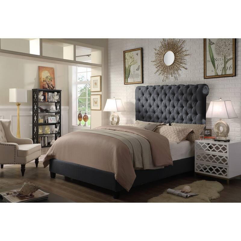 Vesta Chesterfield Tufted Upholstered Low Profile Standard Bed By Moser Bay - Charcoal - Full
