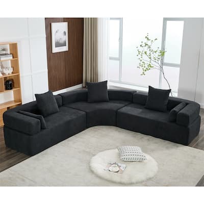4-Seat Living Room Oversized Upholstered Curved Modular Combination Sofa