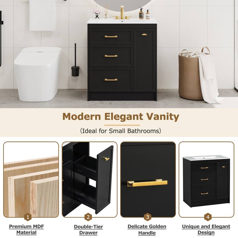 30" Bathroom Vanity Set with Three Drawers