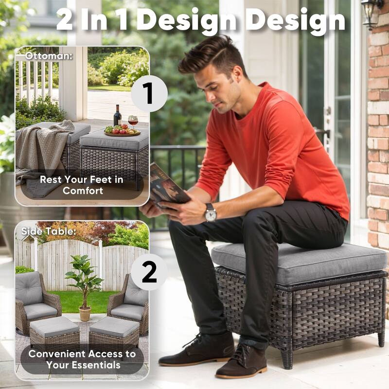Outdoor Loveseat Sofa with Chair Ottoman Table