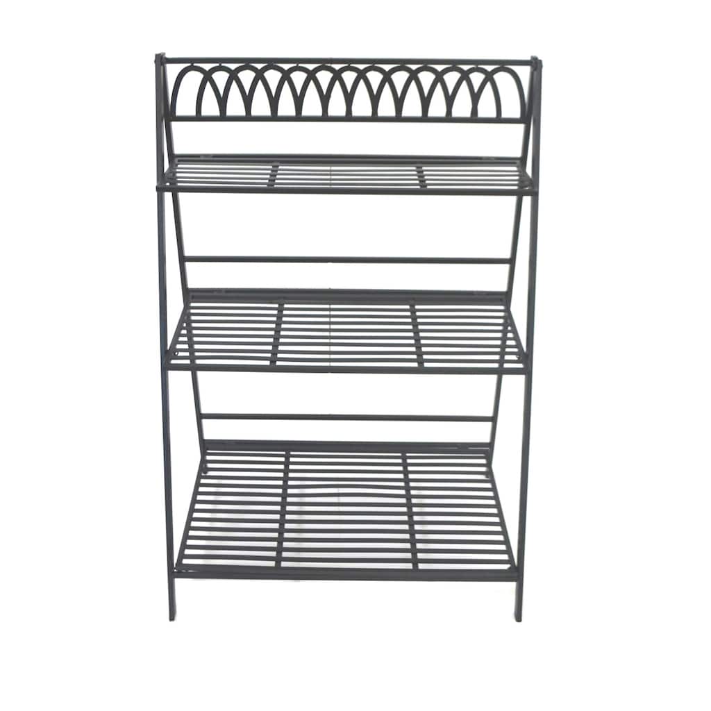 36" 3 Tier Iron Plant Stand, Black