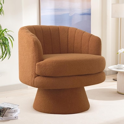 29" Wide Adult Eclectic Teddy Solid Color Swivel Accent Chairs with Channel Design