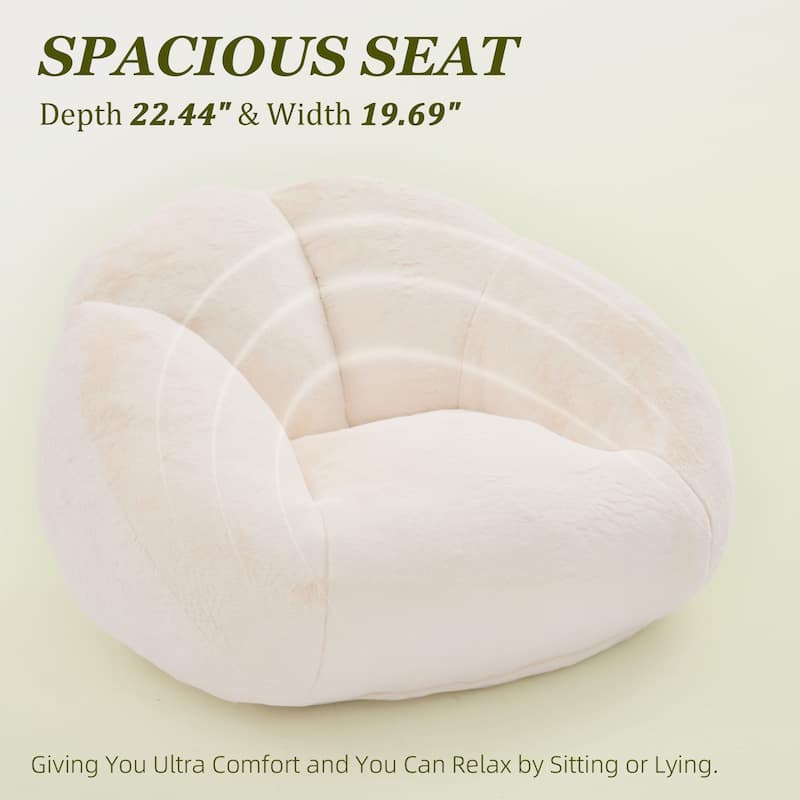 HOMEFUN Fabric Upholstered Oversized Round Comfy Bean Bag Lazy Sofa for Living Room