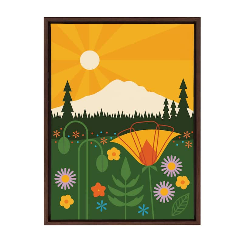 Kate and Laurel Sylvie Rainier Framed Canvas by Amber Leaders Designs - 18x24 - Plastic - Walnut