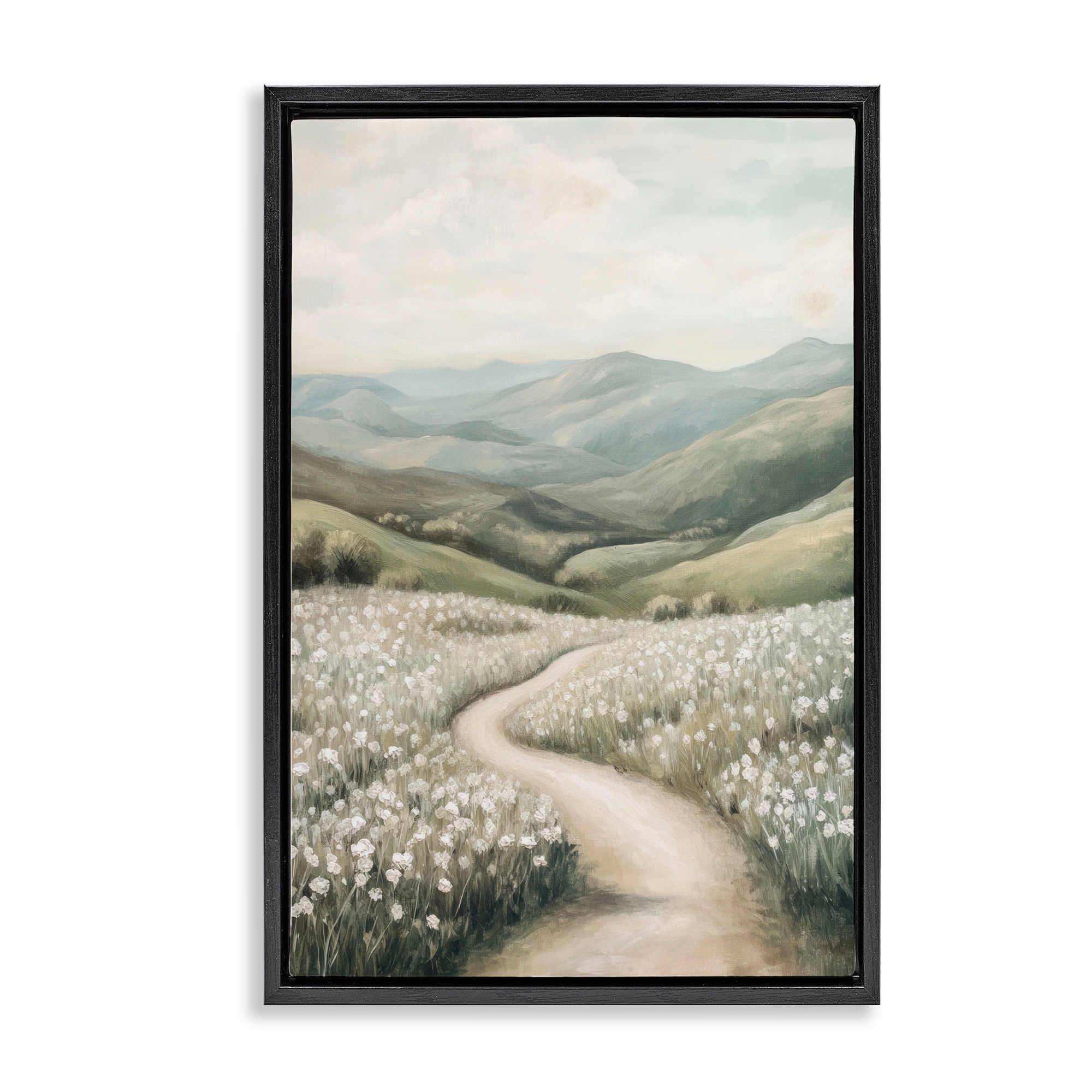 Stupell White Wildflower Meadow Path Framed Floater Canvas Wall Art Design By Petal Prints Design