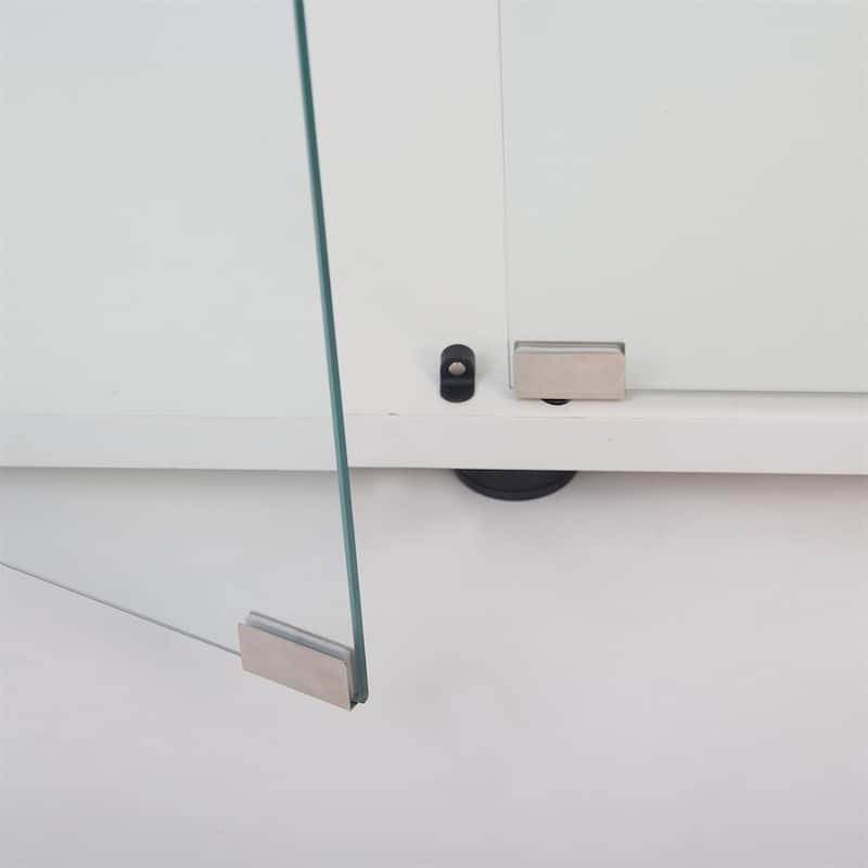 2 Shelves Display Cabinet with Glass Doors, Glass Display Cabinet, Floor Standing Curio Display Cabinet Trophy Display Case