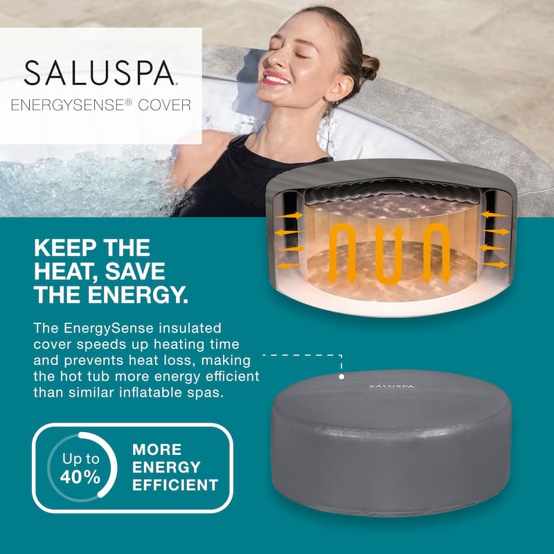 Bestway SaluSpa Zurich AirJet Inflatable Hot Tub with 120 Soothing Jets, Gray - 71in. X 26in.