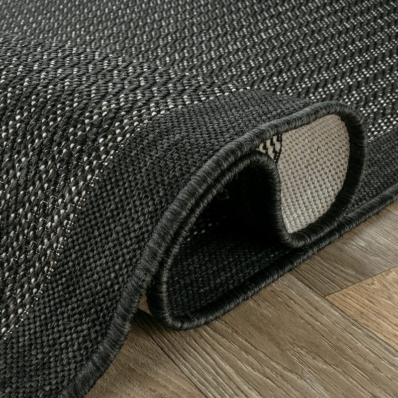 World Rug Gallery Contemporary Bordered Weather Resistant Reversible Indoor/Outdoor Area Rug