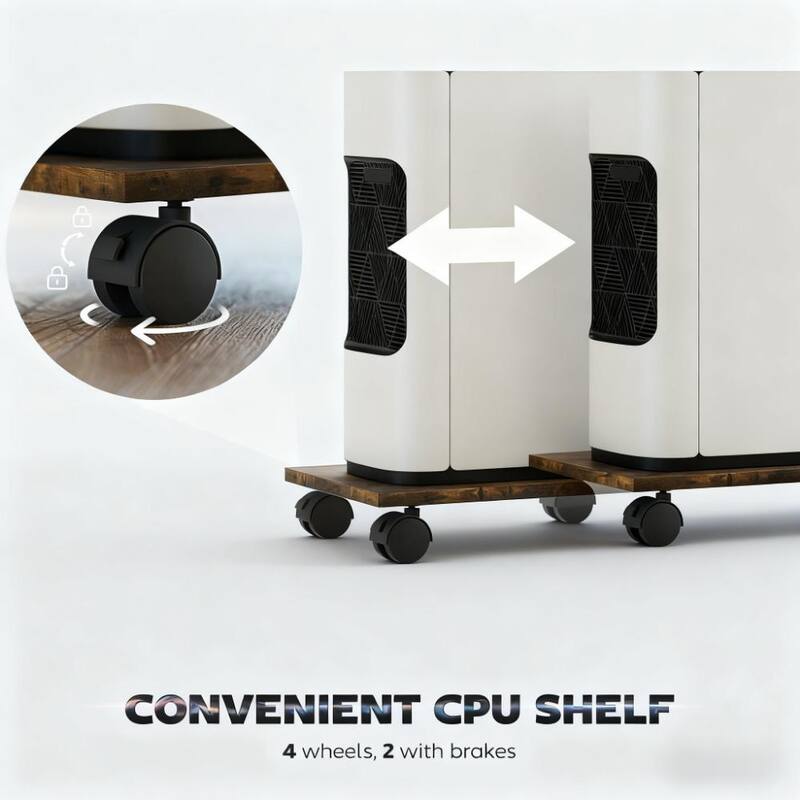 Computer Desk with Monitor Stand and CPU Shelf,L Shaped Gaming Desk with Power Outlets & LED Lights