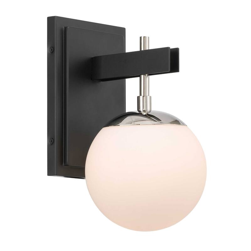 Varaluz Allie Bathroom Vanity Light - 1-Light - Black/Polished Nickel