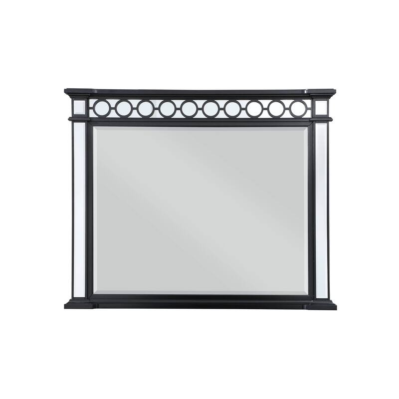 HomeRoots 42" Gunmetal Wood Framed Mounted Dresser Mirror - 52' X '42' X '3