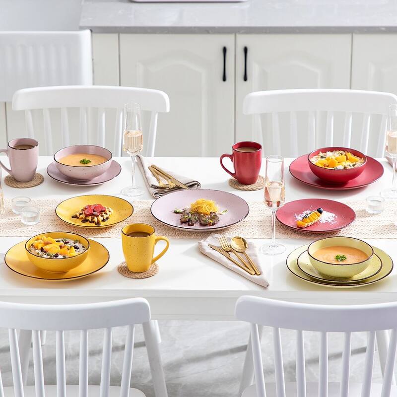 vancasso Moda 16-Piece Matte Speckled Dinnerware Set, Service for 4