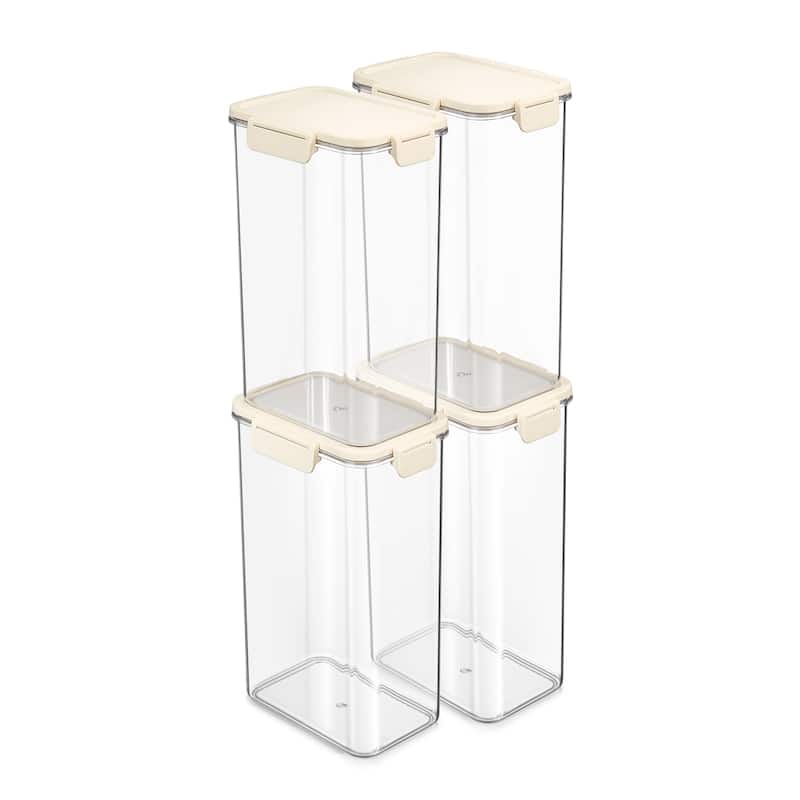 Sorbus Airtight Food Storage Container, Clear Stackable Canister for Pantry, Rice, Pasta, Cereal & Snacks - Tall Rectangle - 4 Piece