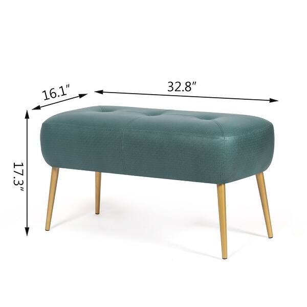 Adeco Modern Ottoman Footrest Button-Tufted Ottoman Bench With Gold ...