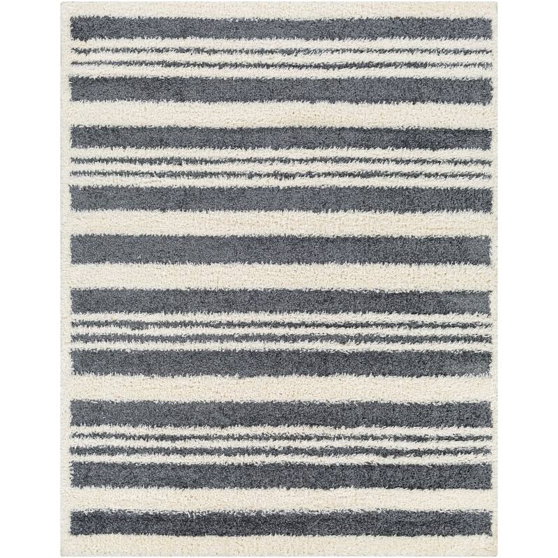 Livabliss Rodos Modern Stripe Plush Area Rug