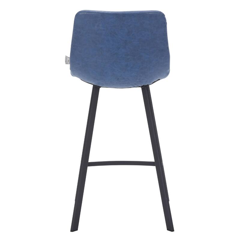 Elland Leather Bar Stool - Modern Counter Height Stool with Black Stainless Steel Legs for Kitchen Island or Home Bar Set of 2