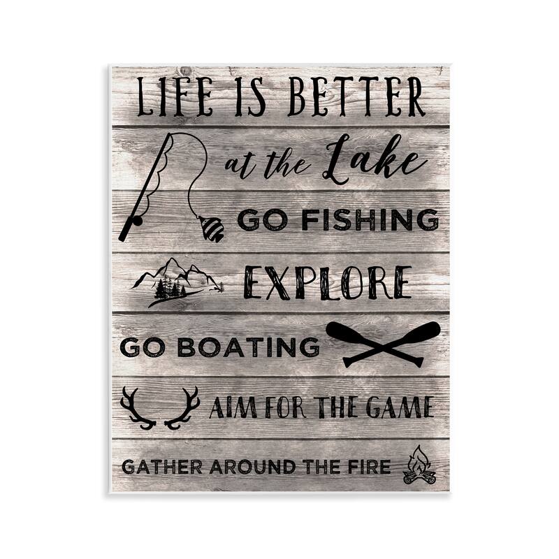 Stupell Lake Activities & Phrases Wall Plaque Art Design By CAD Designs - 11 x 14