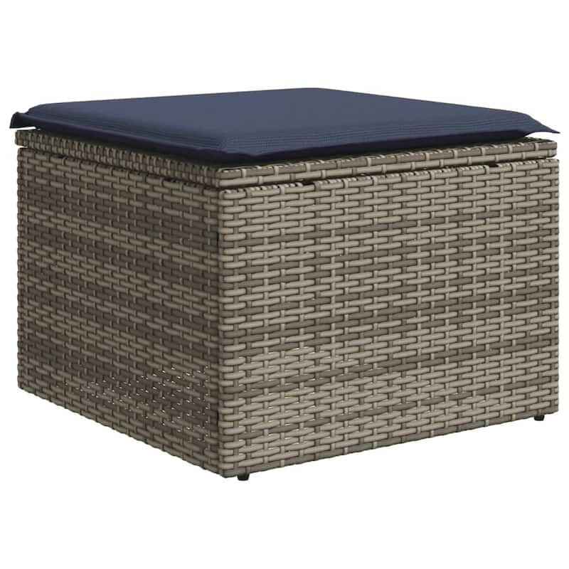 vidaXL 11/12 Piece Patio Sofa Set with Cushions Black/Gray Poly Rattan - 24.4 x 24.4 x 27.2