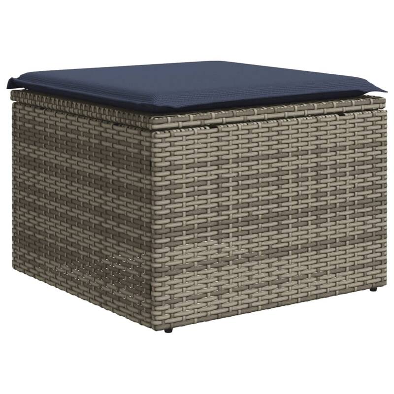vidaXL 7 Piece Patio Sofa Set with Cushions Grey Poly Rattan - 24.4" x 24.4" x 27.2"