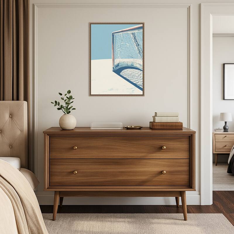 Ice Hockey Goal by Andreas Magnusson (18 x 24 in.), Framed Canvas Wall Art Print