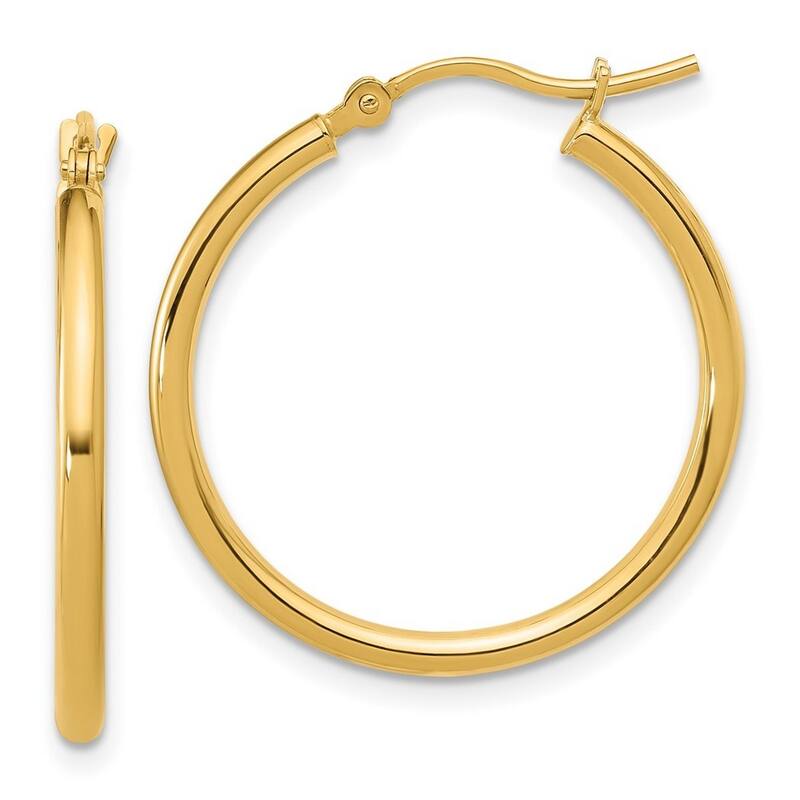 Curata 14k Yellow Gold Polished Hinged 25x2mm Hoop Earrings