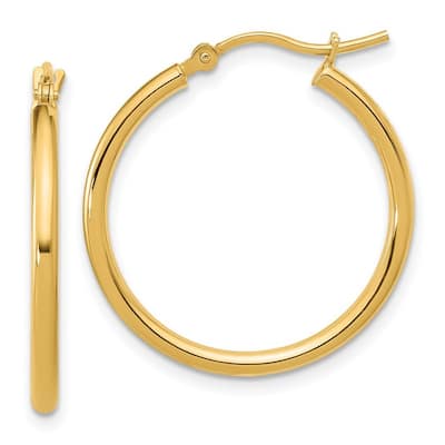 Curata 14k Yellow Gold Polished Hinged 25x2mm Hoop Earrings