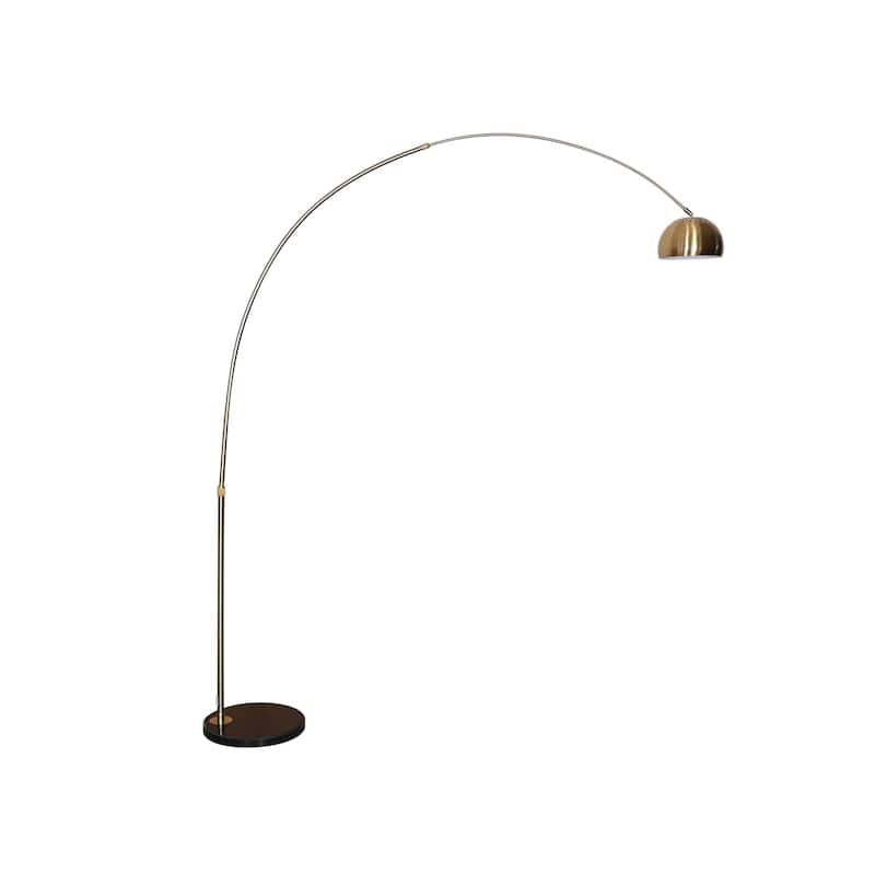 Floor Lamp with Black Marble Base and Metal Lamp Shade Arco Collection - 76"