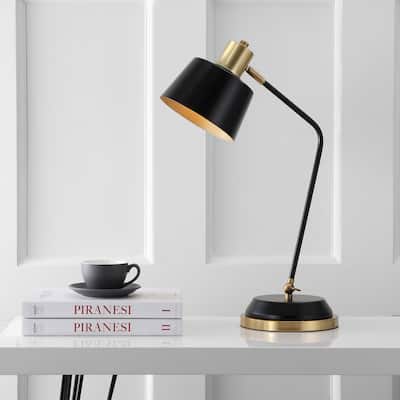 Barnes 23" Metal LED Task Lamp, Black/Brass Gold by JONATHAN Y