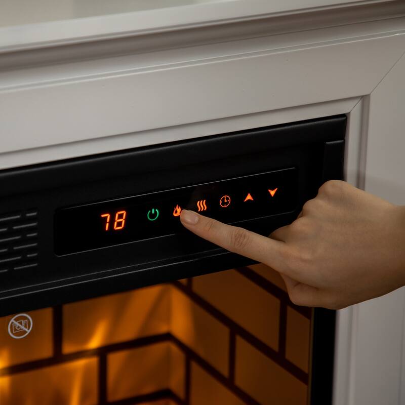 31" Freestanding Electric Fireplace Heater with Mantel, Adjustable Flame Brightness, Remote Control,Overheat Protection,1400W