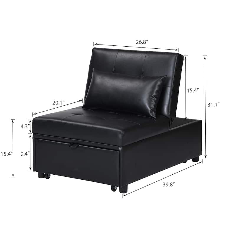 Multi-Functional Folding Ottoman Sofa Bed with Converts to Lounge Chair and Single Bed (264lb Capacity)