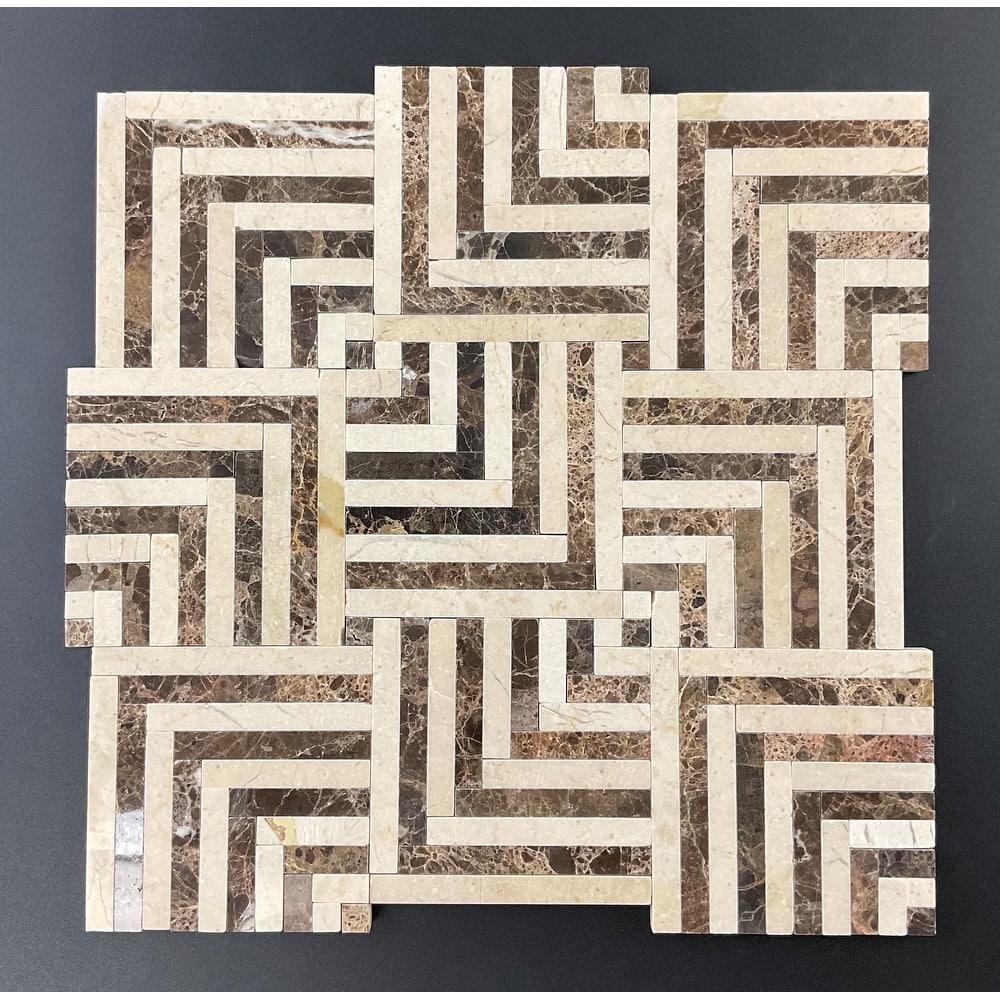 Groutless Square Basketweave Marble Mosaic Tiles