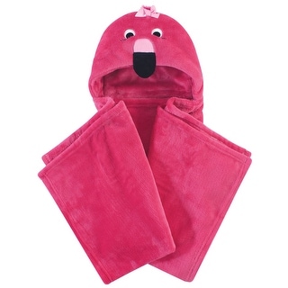 Hudson Baby Infant Girl Hooded Animal Face Plush Blanket, Flamingo, One Size - Flamingo - One Size