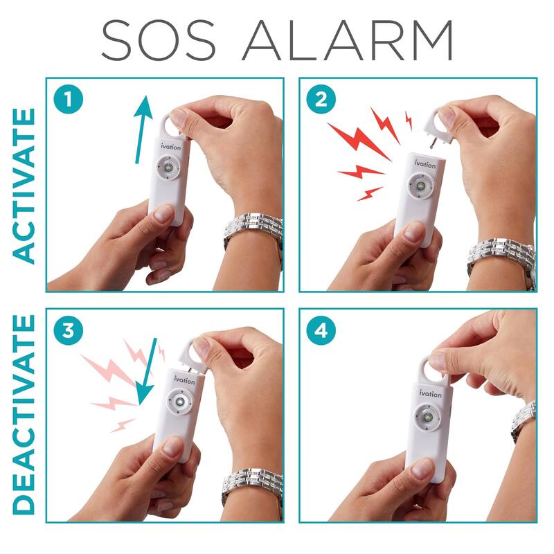 Ivation Personal SOS Keychain Alarm, 130 dB Rechargeable Personal Alarm w/LED Strobe Light
