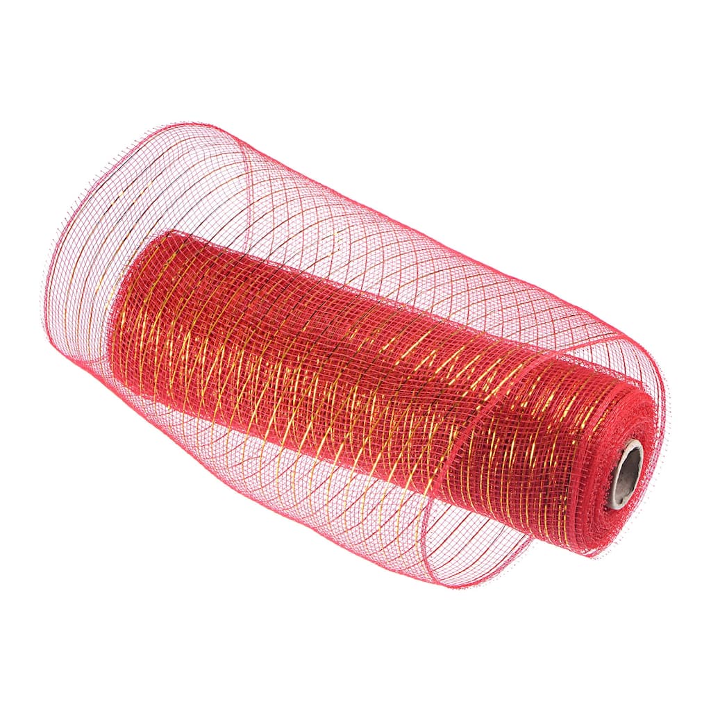 1 Roll PP Burlap Mesh 10" x 10 Yard Tinsel Foil Stripe Wrapping Ribbon