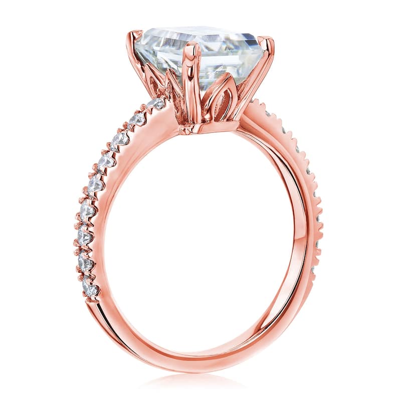 Annello by Kobelli 14k Gold 3 1/6ct TGW Radiant Moissanite and Diamond Tulip Head Engagement Ring (GH/VS, GH/I)