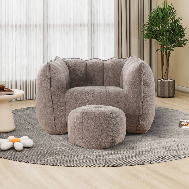 Lazy Bean Bag Couch Chairs for Adults with Ottoman - Coffee