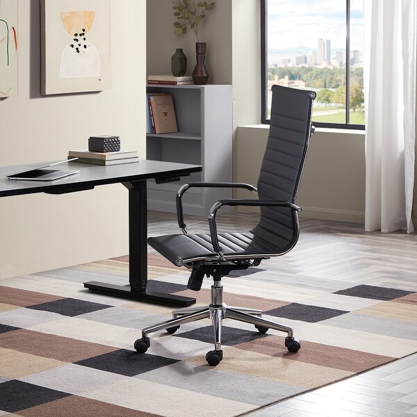 Belleze Modern High Back Ribbed Upholstered Conference Office Chair