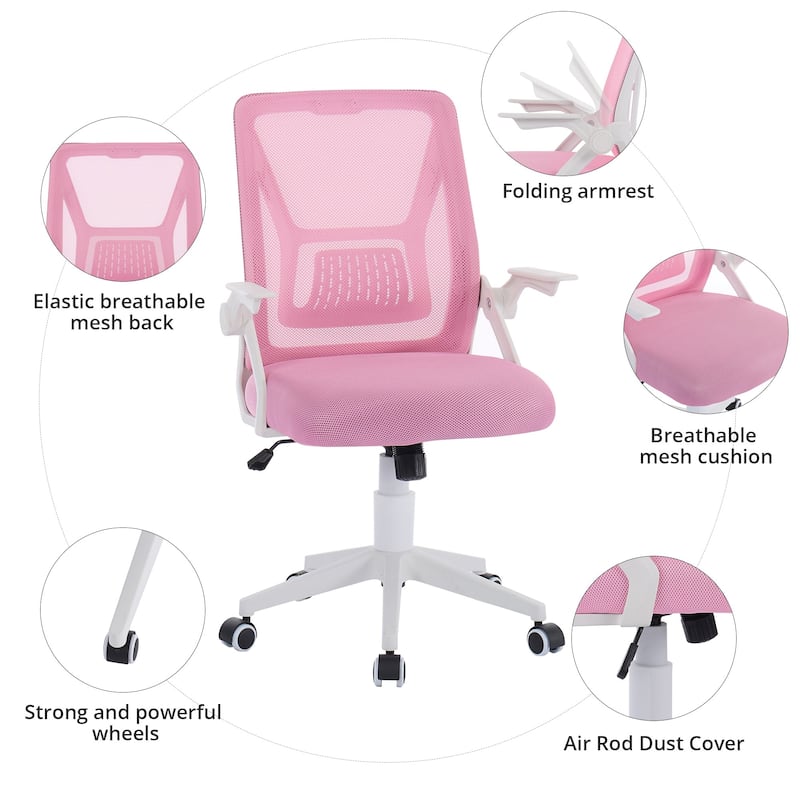 VECELO Translucent Mesh Office Chair with 360° Swivel Adjustable Height 90° Lifting Armrests for Home Office & Gaming Chair