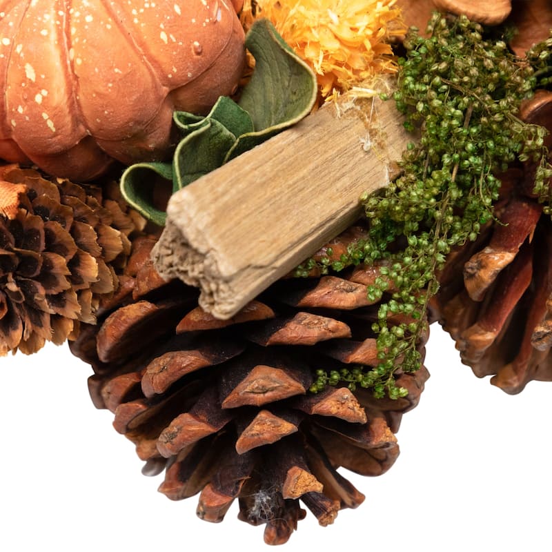 Pumpkins and Mushrooms Artificial Fall Harvest Wreath - 13" - Unlit