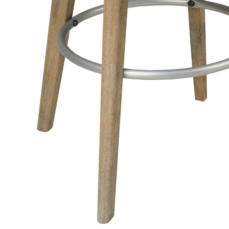 Roomfitters 360-Swivel Counter Stool, Upholstered Barrel Back Bar Chair with Metal Footrest Ring