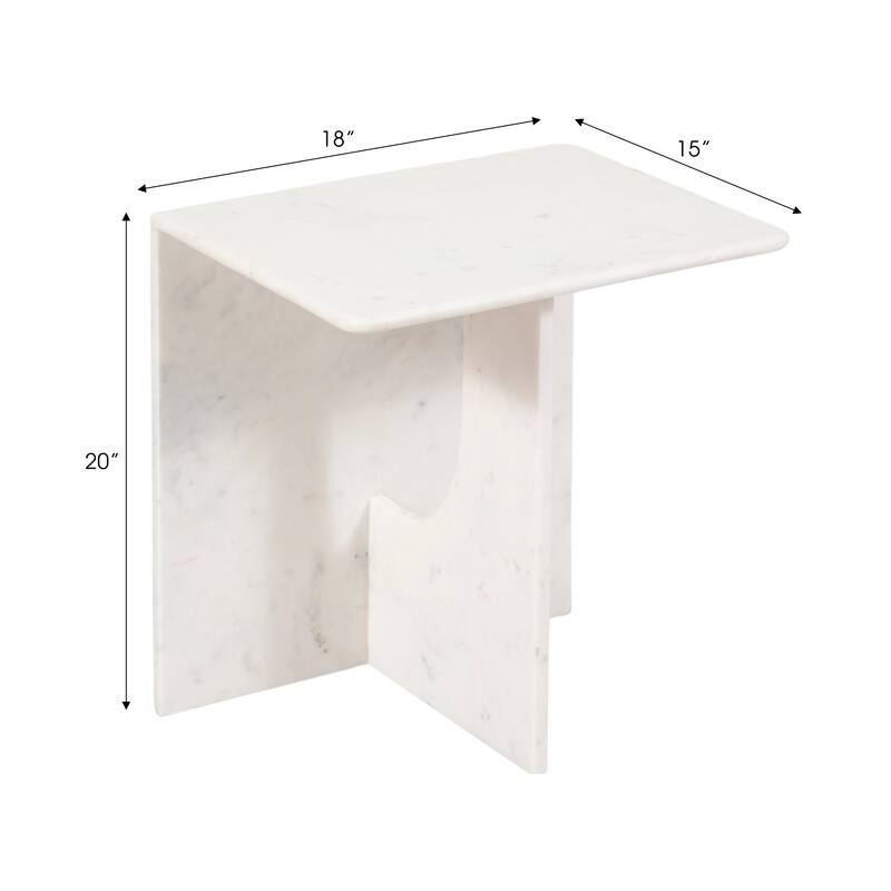 Stone Marble Accent Table Sculptural Geometric Base and Sleek Design
