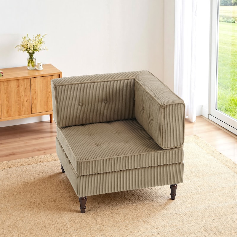 32.57" W Upholstered Corduroy Corner Accent Chair