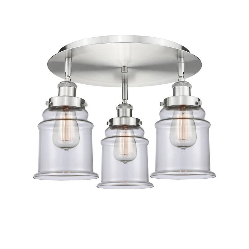 Innovations Lighting Canton - 3 Light 18" Flush Mount - Clear/Satin Nickel